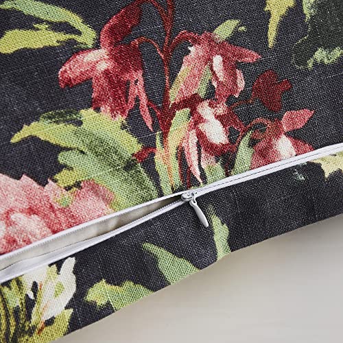 H HIEND ACCENTS Floral Bedding Peony Washed Linen Super Queen Comforter Set Charcoal