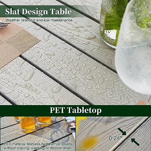 Astomi 9-Piece Outdoor Patio Dining Set Rattan Furniture for 8 with Cushions Medium Grey