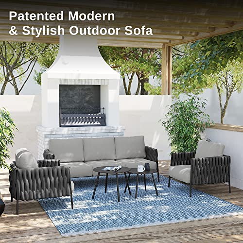 EAST OAK 5-Piece Life Chatter Patio Furniture Set Earth Black & Misty Grey