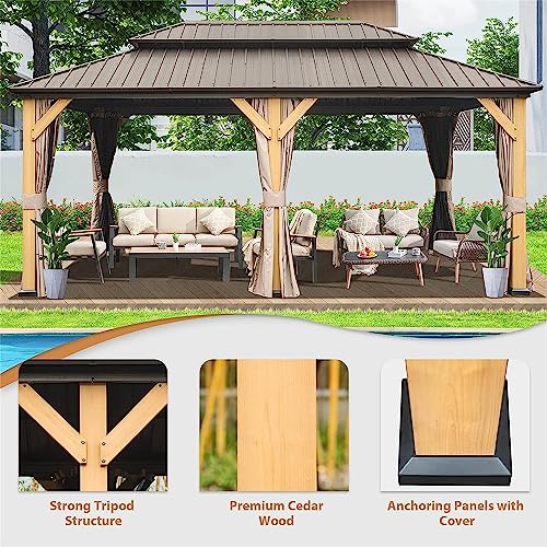 NicBex 12'x20' Hardtop Gazebo Brown