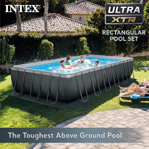 Intex Ultra XTR Deluxe Rectangular Above Ground Pool Set 24ft x 12ft x 52in Gray