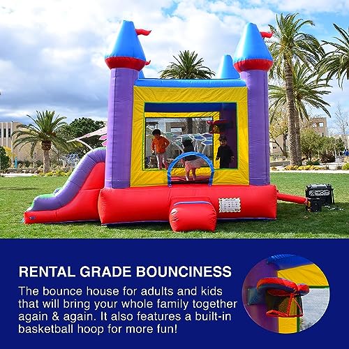 HERO KIDDO Jelly Bean Castle Bounce House with Dual Slide Red/Yellow/Purple/Blue