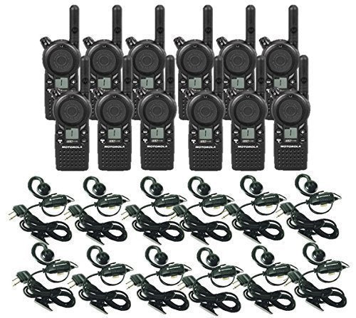 Motorola Solutions 12 Pack CLS1110 Walkie Talkie Radios with Headsets Black