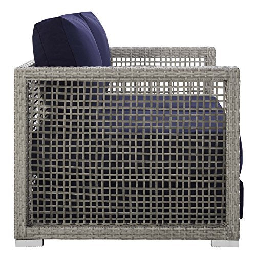 Modway Aura Outdoor Patio Loveseat Gray Navy