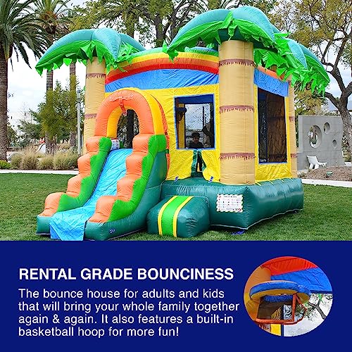 HERO KIDDO Tropical Breeze Bounce House with Slide Green