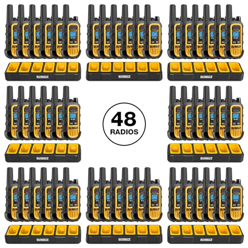 DEWALT DXFRS300 Heavy Duty Walkie Talkies Waterproof Rechargeable Yellow 48 Pack