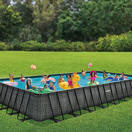 Funsicle Oasis Designer Above Ground Swimming Pool Set Dark Herringbone Gray
