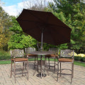 Oakland Living Elite Mississippi Bar Set with Table, Cushioned Stools, Umbrella & Stand Antique Bronze