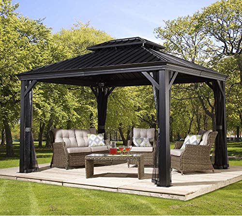 Sojag 500-7156980 Messina Hard Top Sun Shelter 10' x 12' Charcoal