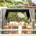Aoxun Louvered Pergola 10x12ft Outdoor Aluminum Adjustable Roof Gray