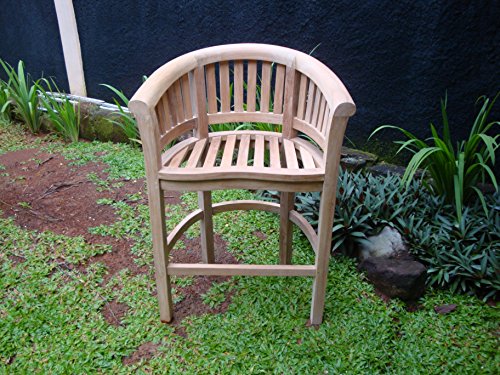 Windsor Teak Furniture Premium Grade A Teak Kensington Curved Arm Counter Chair Set of 2 Teak
