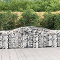 Arched Gabion Baskets 2 pcs 157.5"x19.7"x31.5"/39.4" Galvanized Iron White Black