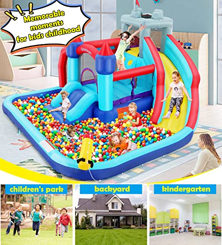 Wesoky 10-in-1 Inflatable Bounce House Water Slide with Blower