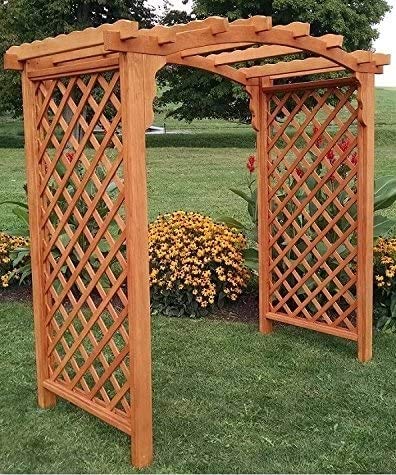 Backyard Crafts Amish-Made Jamesport Style Cedar Arbor 4' Wide Walnut Stain