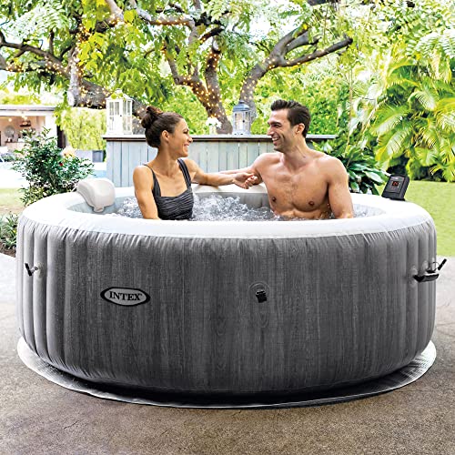 Intex 28439EP PureSpa Plus Greywood Portable Inflatable Bubble Hot Tub Jet Spa Multicolor