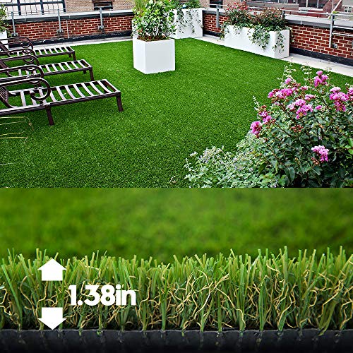 WarmShe Artificial Grass Turf 1.38inch 4 Tone Green 10FTx82FT