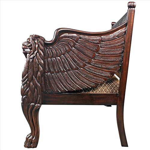 Design Toscano Lord Raffles Winged Lion Settee Bench Mahogany