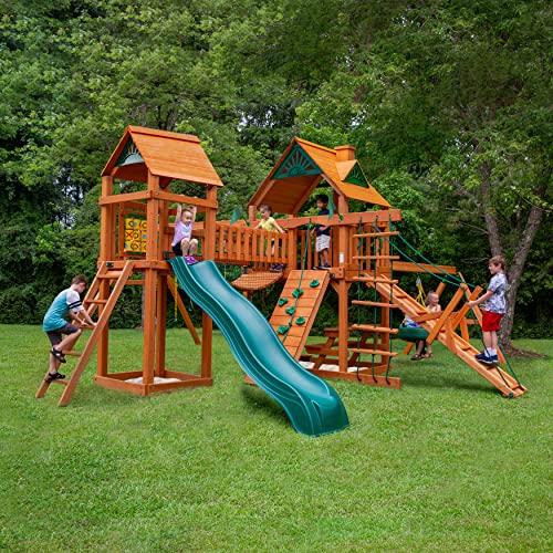 Gorilla Playsets Pioneer Peak Wood Swing Set Amber