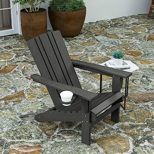 Merrick Lane Ridley Adirondack Chairs Set of 4 Weather Resistant Poly Resin Grey