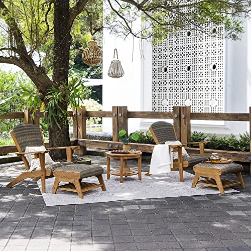 Cambridge Casual 2-Piece Auburn Padded Upholstered Outdoor Adirondack Chair Teak Wood / All-weather Wicker
