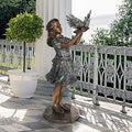 Design Toscano Destiny and The Dove of Peace Little Girl Cast Bronze Garden Statue Green