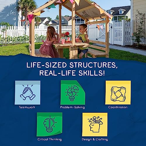 Funphix Kids Klubhouse Wooden Playhouse with Table & Benches