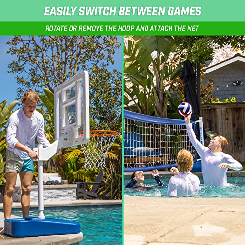 GoSports Splash Hoop ELITE 2-in-1 Pool Basketball & Volleyball Game Set Blue