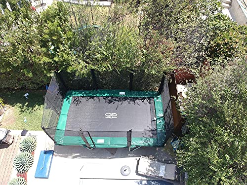 Galactic Xtreme Gymnastic Rectangle Trampoline with Safety Net 10x17 Ft Black and Green