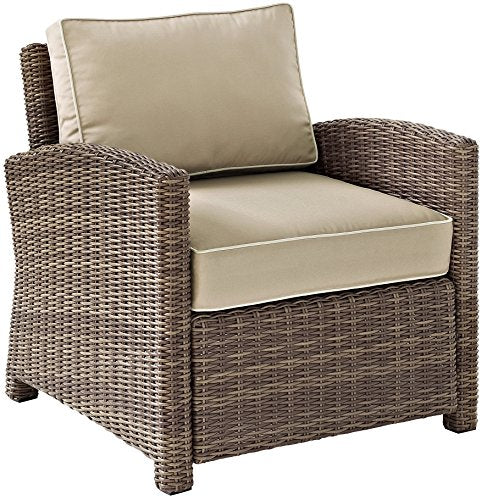 Crosley Furniture Bradenton 5-Piece Outdoor Sofa Set Brown with Sand Cushions