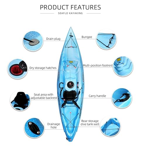 SEAFLO Premium Sit-on Kayak RNA104 Yellow/Red 10' 5