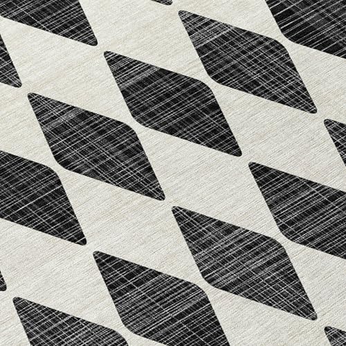 HomeRoots 9' X 12' Black Geometric Washable Non-Skid Indoor Outdoor Area Rug
