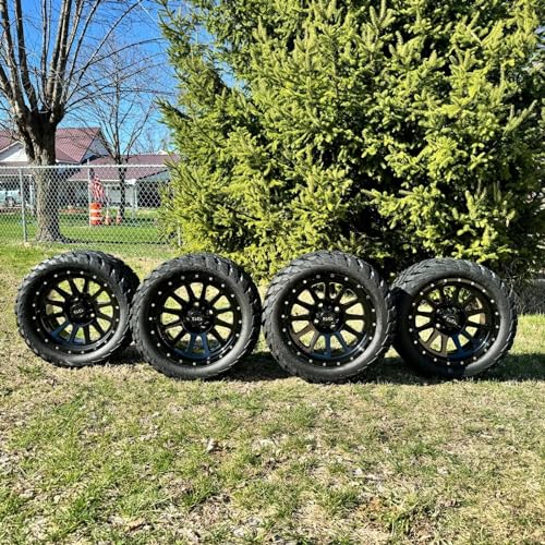 Huskey Parts Company Glossy Black Golf Cart Wheels/Tires Combo 23x10-14 Street Tire