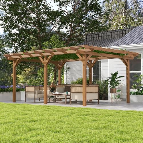 Outsunny 12' x 16' Outdoor Wood Pergola Brown