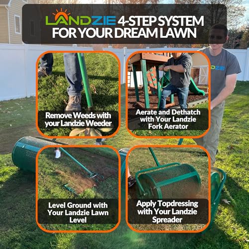 Landzie Tow-Behind Compost and Peat Moss Spreader 60 x 20 Inch for Large Lawns