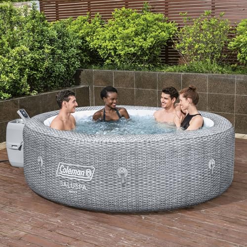 Coleman SaluSpa Sicily AirJet Inflatable Hot Tub Bundle with Pool/Spa Seat & Headrest Pillows