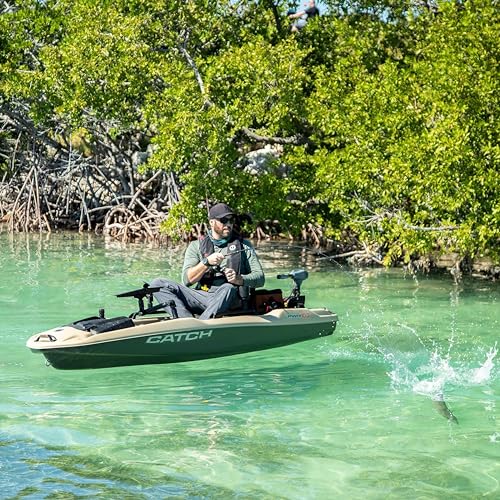 Pelican Catch PWR 100 Fishing Kayak - Ergo360 Seating System - 10 ft - Light Kaki