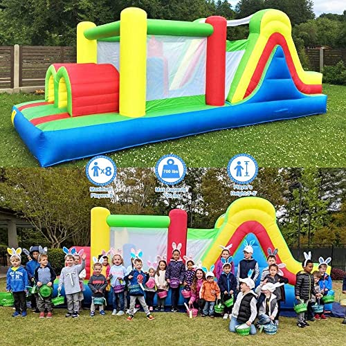 YARD Inflatable Obstacle Course Bounce House with Slide for Ages 3-12 Green