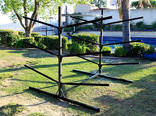 Krypt Towers Freestanding Kayak Storage Rack Holds 6 Kayaks Up to 20 Feet, Adjustable Arm Height