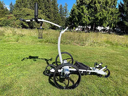 Insanity Golf Electric Golf Trolley with Remote Control, Aluminum Frame, Lithium-Ion Battery - White Cart & Black Wheels