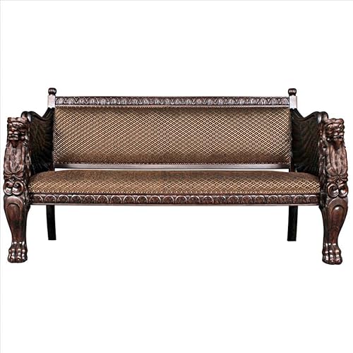 Design Toscano Lord Raffles Winged Lion Settee Bench Mahogany