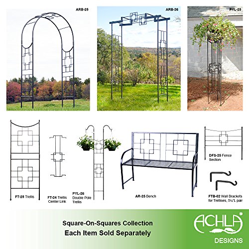 Achla Squares Arbor II Garden Arch Graphite