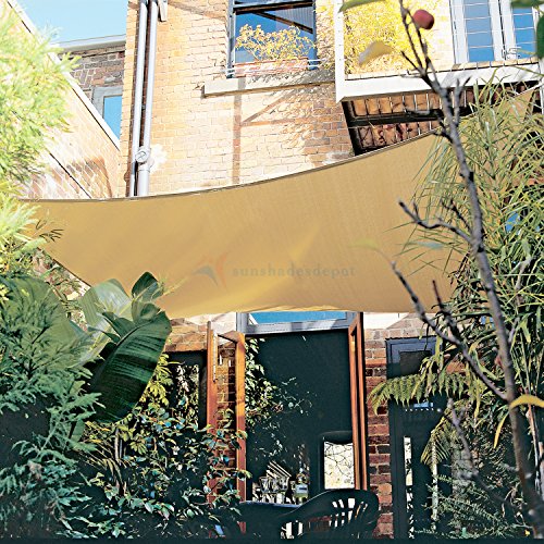 TANG Sunshades Depot A Ring Design Steel Cable Wire Reinforced Sun Shade Sail 25' x 29' Rectangle Beige