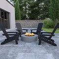 Flash Furniture Charlestown Folding Adirondack Chair Set of 4 Black
