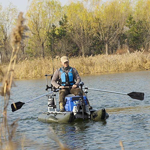 AQUOS Heavy-Duty Inflatable Pontoon Boat 8.8ft with Trolling Motor Transom Hand Control 12V 55LBS