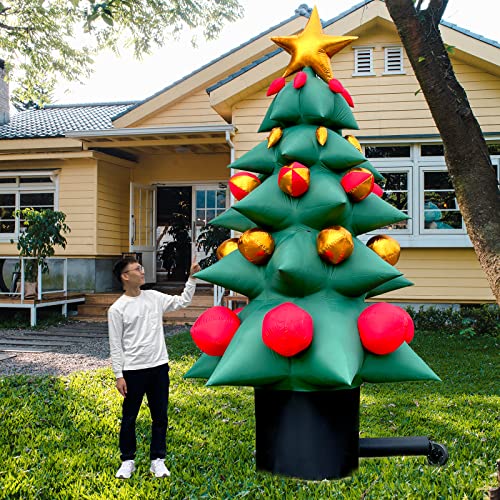 OZIS 13Ft Tall Lighted Inflatable Green Tree with Multicolor Boxes and Star Green