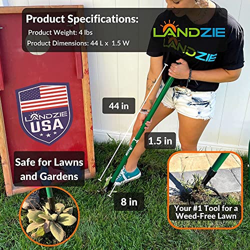 Landzie Spreader & Weeder Lawn Care Set - 60" Compost Spreader & 44" Manual Weeder Green