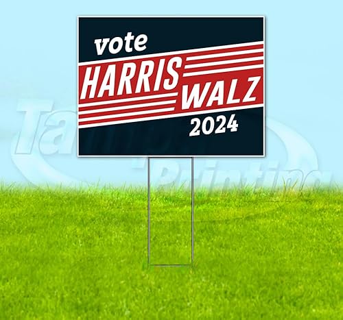 TampaPrinting Harris Walz Yard Sign 18" x 24" with Metal Step Stake