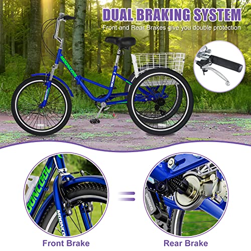 DoCred Adult Folding Tricycle 7-Speed Blue