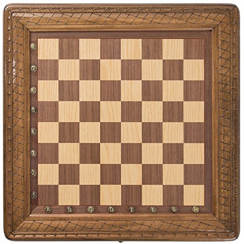 HandCraftoria 19.3" Handmade Wood Chess Set with Storage Drawer Bronze Symbols Brown