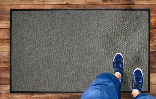 Legendary Doormats Waterhog Diamond Mats - Fabric Border - Smooth Backing - Evergreen 4' x 12''